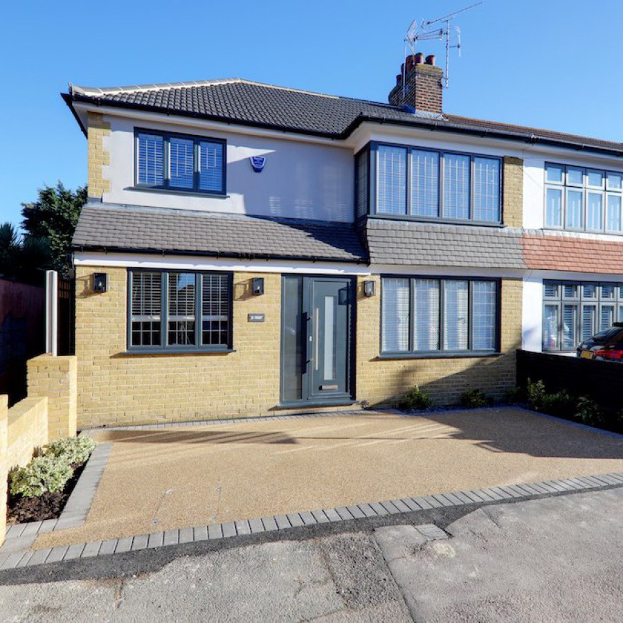 Front of a 1950's house following extension/renovation work