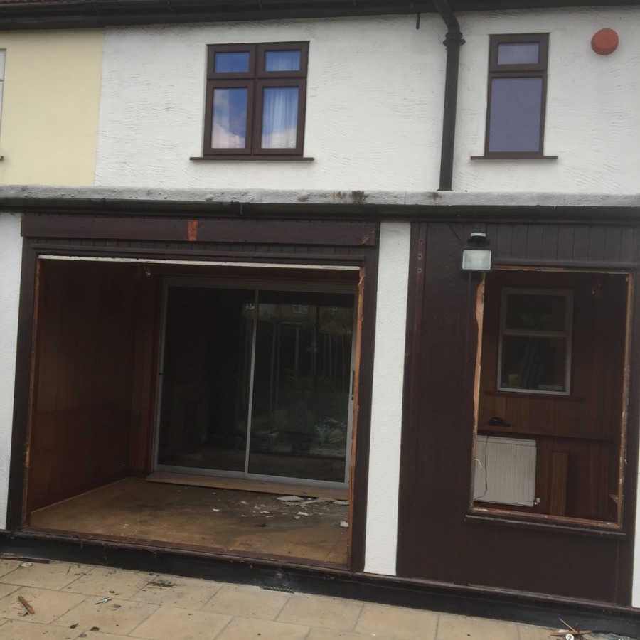 Rear of a 1950's house before extension work is carried out.